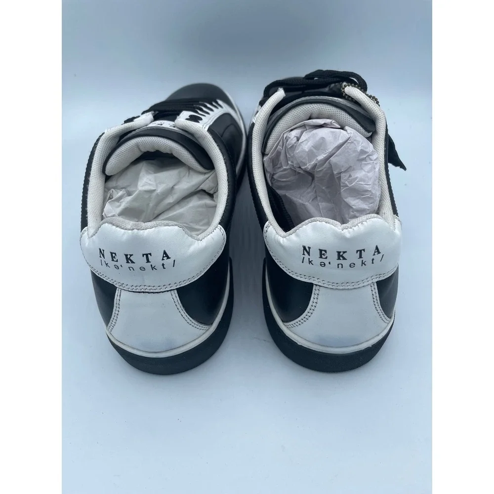 Nekta Genesis Mens Size 13 Black White‎ Leather Low Top Sneakers Shoes